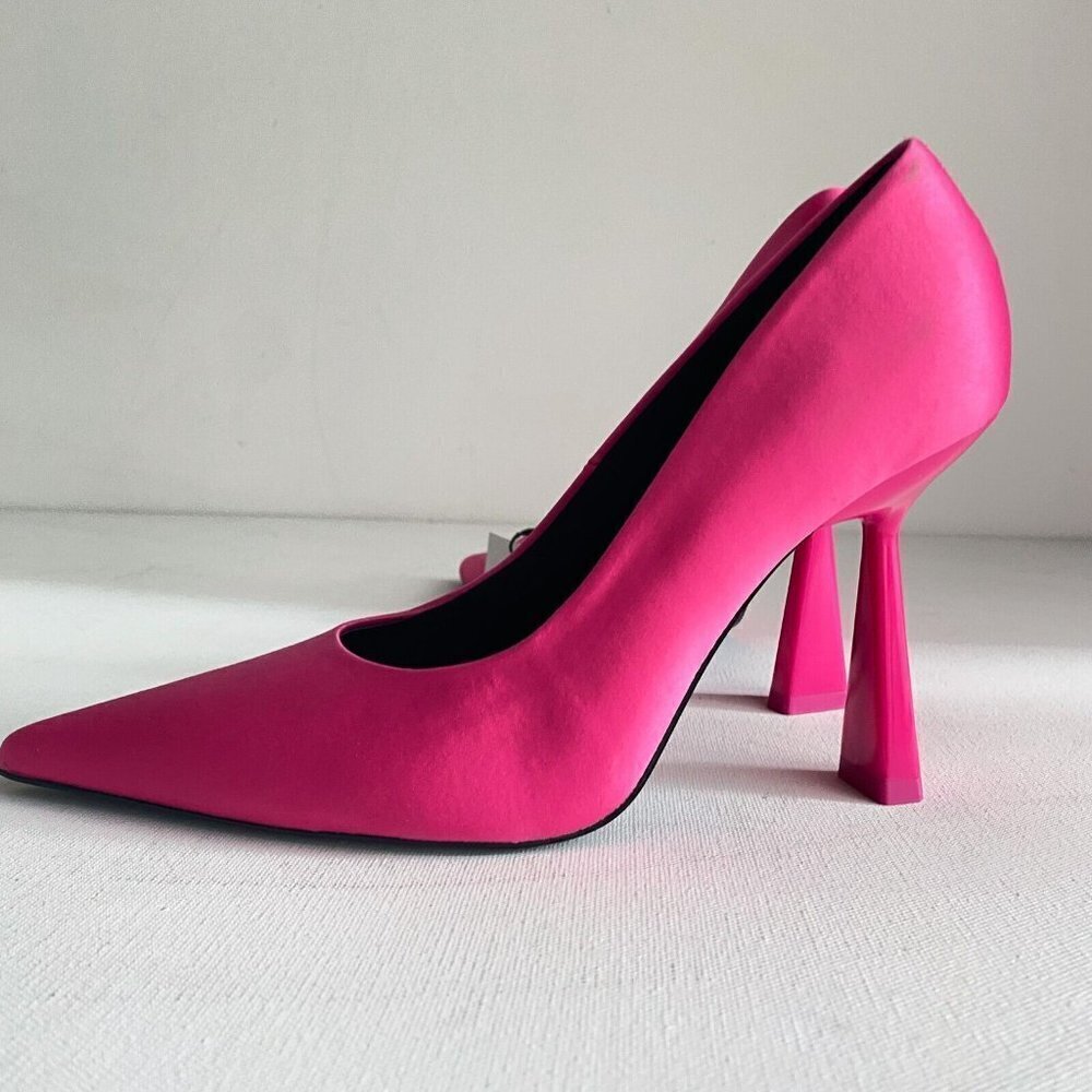 NWT Zara Pink Satin Pointy Toe  heels 41 - Picture 5 of 10